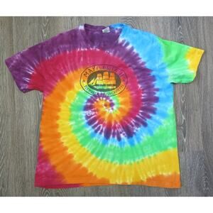 MAYFLOWER PLYMOUTH Massachusetts T Shirt Size L Tie Dye Hippie Festival Colorful